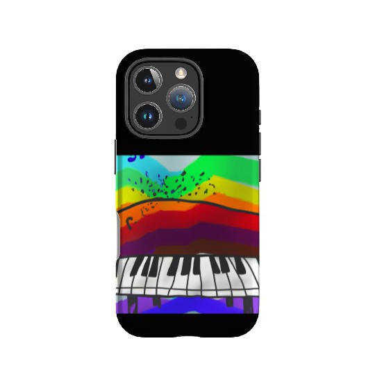 A beautiful piano in front of a colorful rainbow IPhone Cases