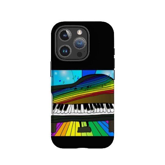 piano in front of a colorful rainbow IPhone Cases