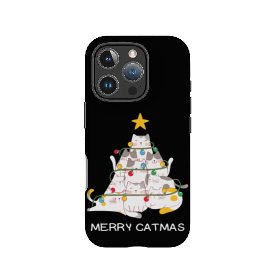 Meowy And Bright Christmas Tree Lights Funny Meowy IPhone Cases