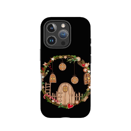 Elf door in Christmas wreath for Christmas IPhone Cases