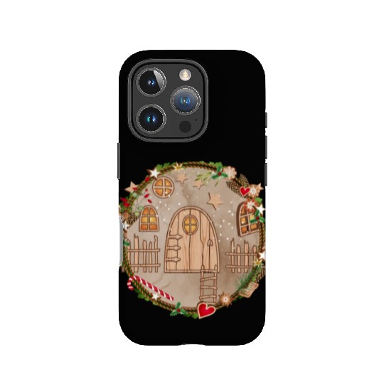 Elf door in Christmas wreath for Christmas IPhone Cases