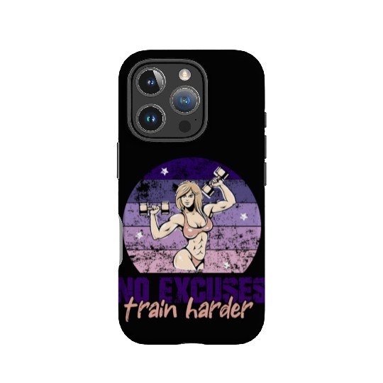 NO EXCUSES, TRAIN HARDER AT THE GYM IPhone Cases