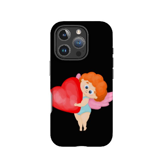 Lovely cupids. Cupid with a red heart IPhone Cases