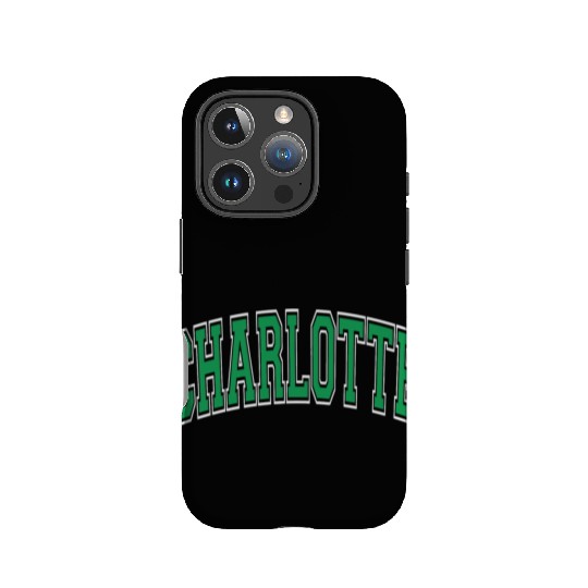 Charlotte Varsity Style Green Text IPhone Cases