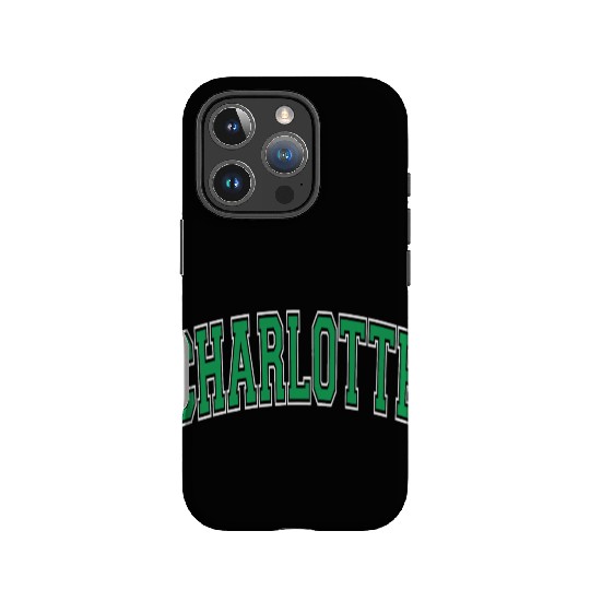 Charlotte Varsity Style Green Text IPhone Cases