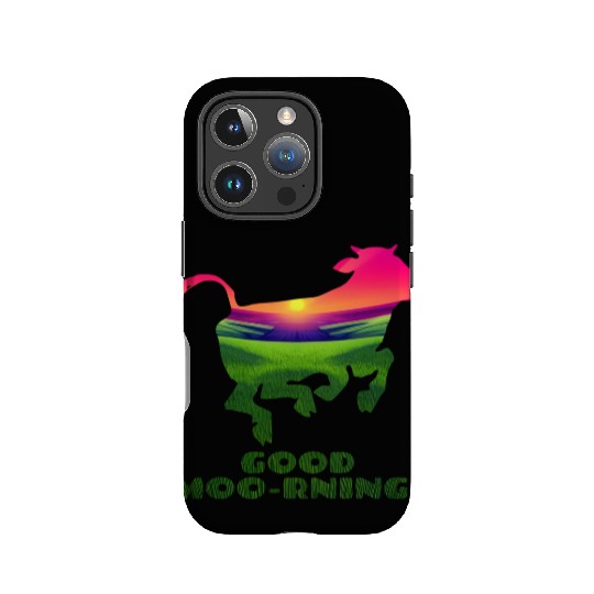 Good Moo-rning! Pop Art Sunrise Leaping Calf IPhone Cases
