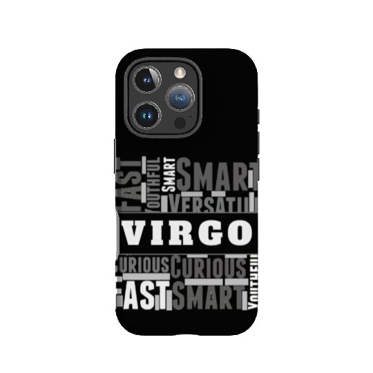 Virgo Zodiac Star Sign Word Cloud Square Monochrom IPhone Cases