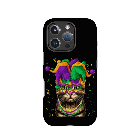 Cat Animal Lover Cute Mardi Gras Carnival Jester C IPhone Cases