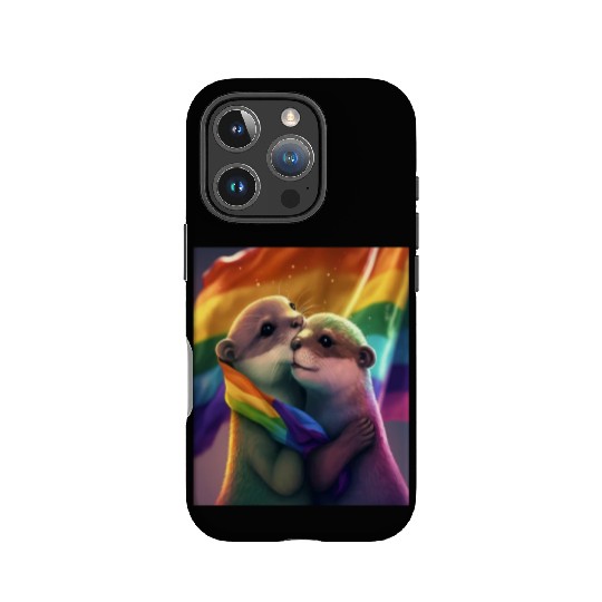 Hugging Otter Holding LGBT Flaglet Otter LGBT IPhone Cases