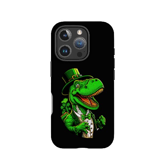 St Patricks Day T-rex Dinosaur With Top Hat IPhone Cases