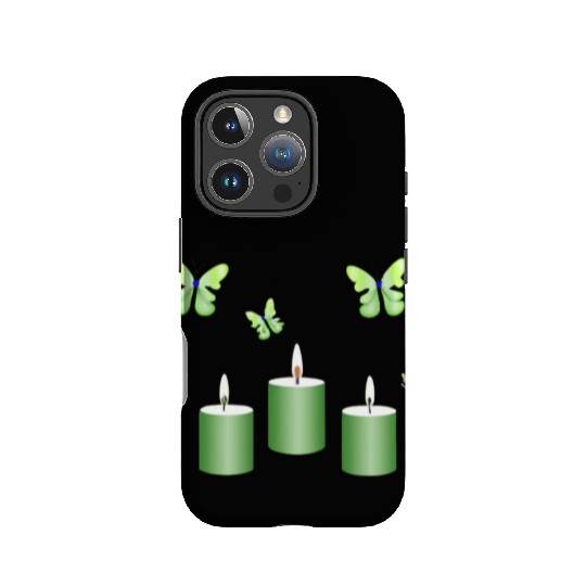 Green candle with butterflies IPhone Cases