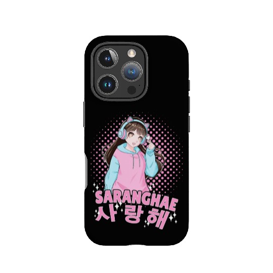 Saranghae Cute Korean Anime Girl Kpop Finger Heart IPhone Cases
