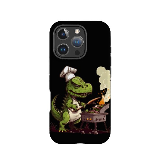 Baby Dinosaur Using A Charcoal Grill Cooking Meat IPhone Cases