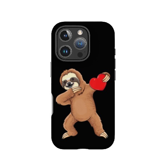 Cute dabbing sloth holding heart love sloth IPhone Cases