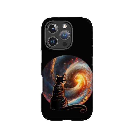 Cat Staring at a Galaxy Cat Dad Cat Lover IPhone Cases