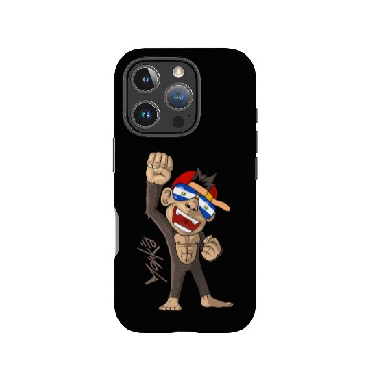 El Salvador Flag Cheering Monkey Fan IPhone Cases