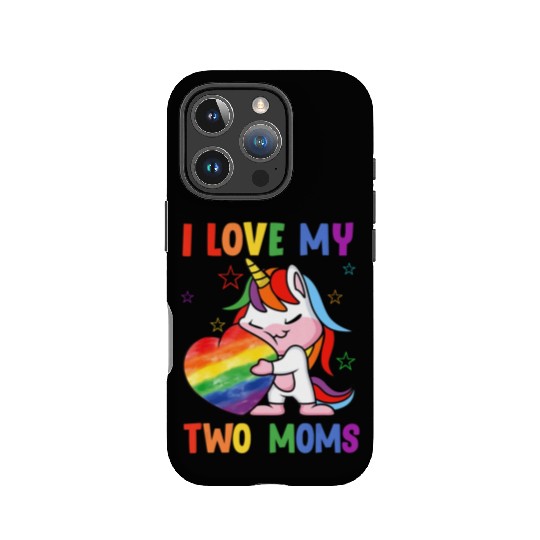 I Love My Two Moms Cute LGBT Gay Ally Unicorn Girl IPhone Cases
