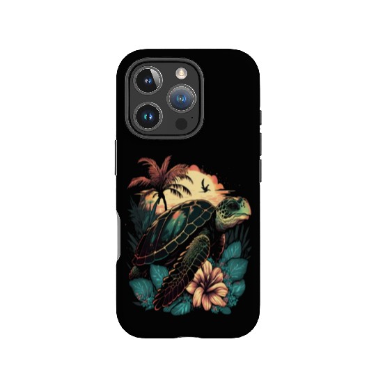 Turtle Hawaiian Sea Turtles Hibiscus Flower IPhone Cases