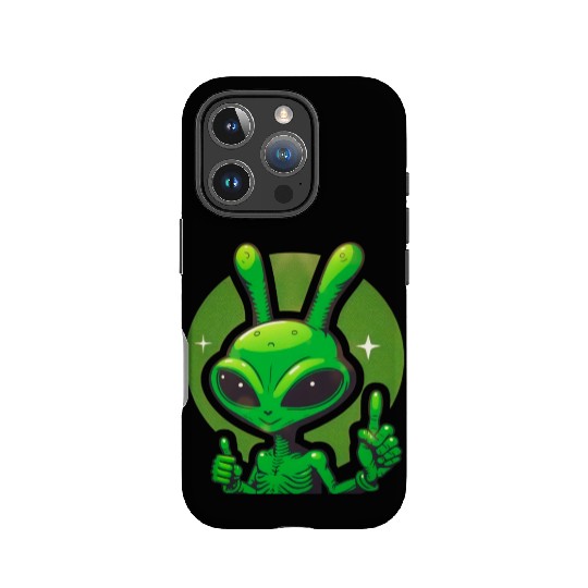 Happy green Alien IPhone Cases