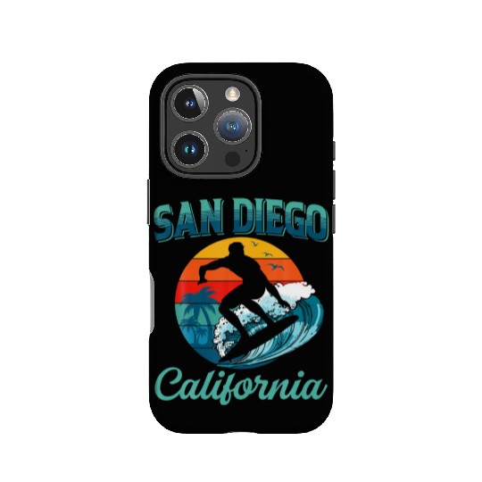 San Diego California Vintage Retro Surfer Beach IPhone Cases