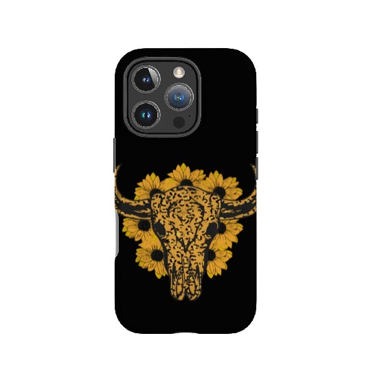 Bull Skull Sunflower IPhone Cases