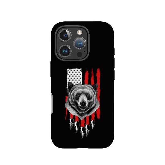 American US Flag Claw Grizzly Bear Hunting Patriot IPhone Cases