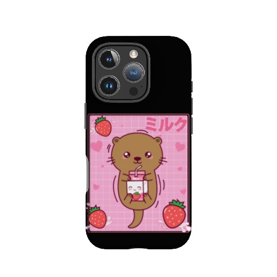 Kawaii Sea Otter Strawberry Milk Shake Otaku IPhone Cases