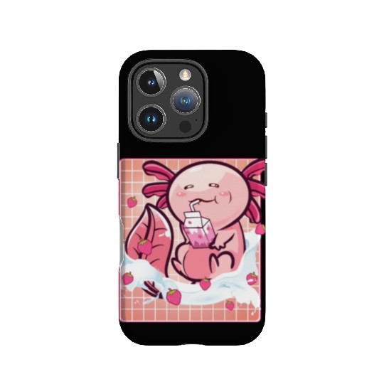 Kawaii Axolotl Strawberry Milk Shake Funny Sushi IPhone Cases