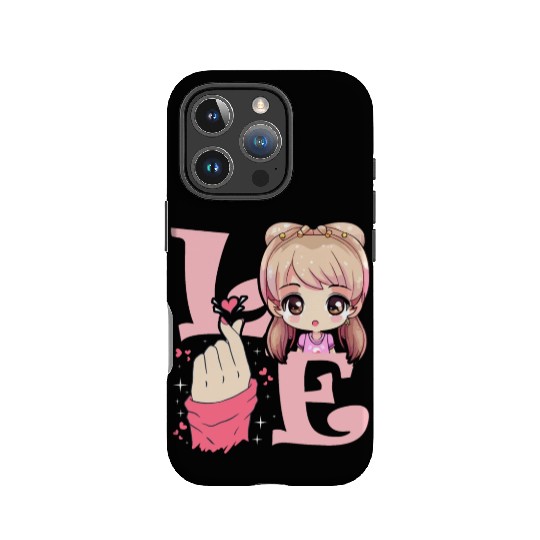 Love Saranghae Finger Heart Korean Anime Chibi Kpo IPhone Cases