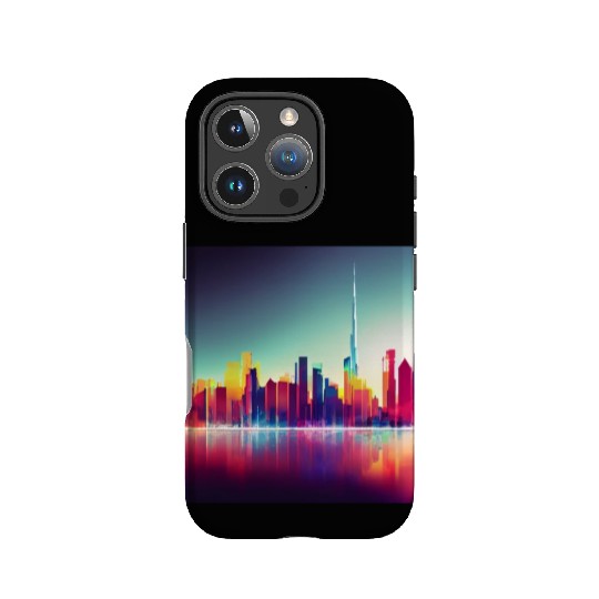 Dubai silhouette skyline abstract art IPhone Cases