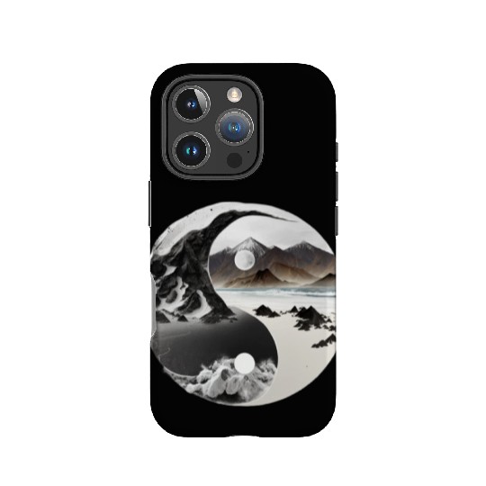Ying Yang - mountains - beach IPhone Cases