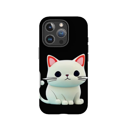 The Feline Fantasy A White Cat Chibi Design IPhone Cases