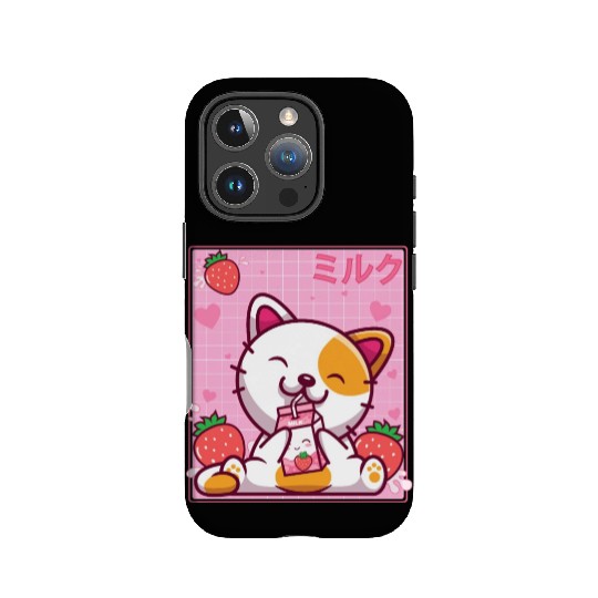 Kawaii Kitten Cute Cat Strawberry Milk Shake IPhone Cases