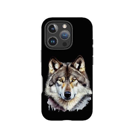 Watercolor Grey Wolf Portrait IPhone Cases