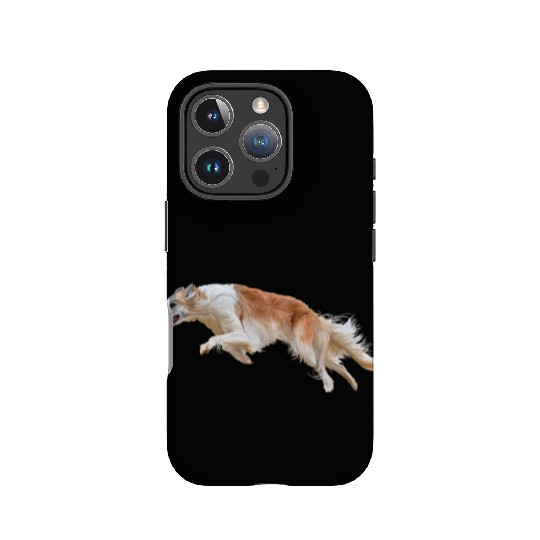Running White and Tan Borzoi Dog IPhone Cases