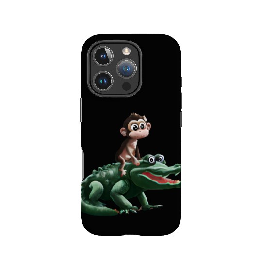 Funny monkey on crocodile design IPhone Cases