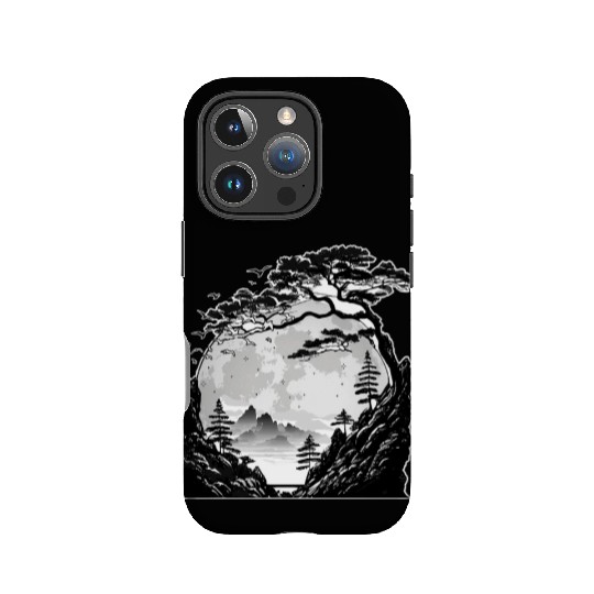 Japanese Mountain Landscape Gothic Full Moon Fores IPhone Cases