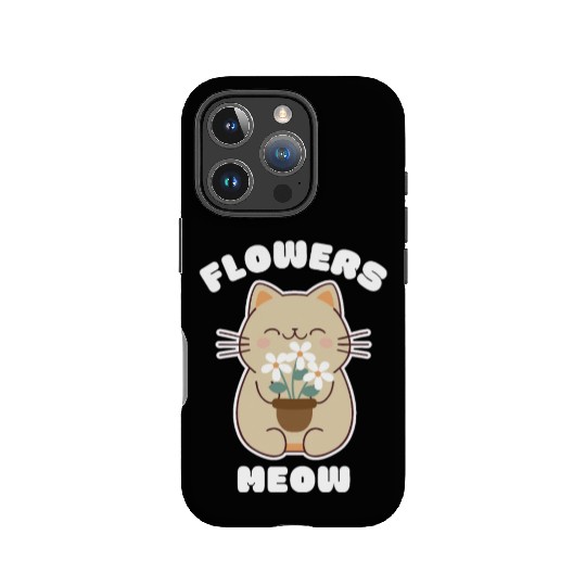 Cute cat and flowers, meow! IPhone Cases