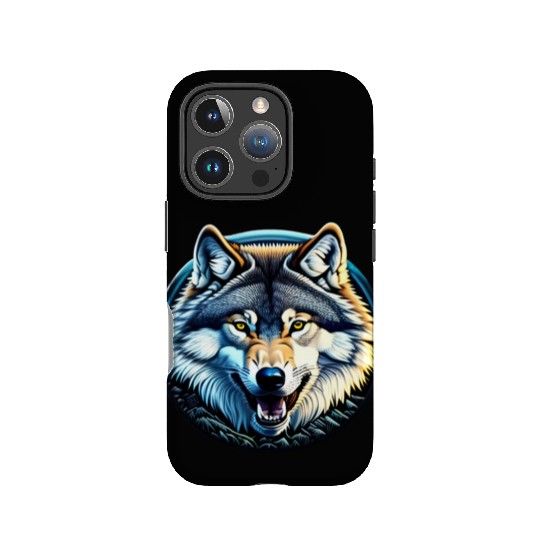 A fierce wolf howling at the moon IPhone Cases
