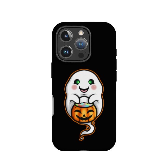 Kawaii Ghost Holding Pumpkin Trick Or Treat Bag IPhone Cases