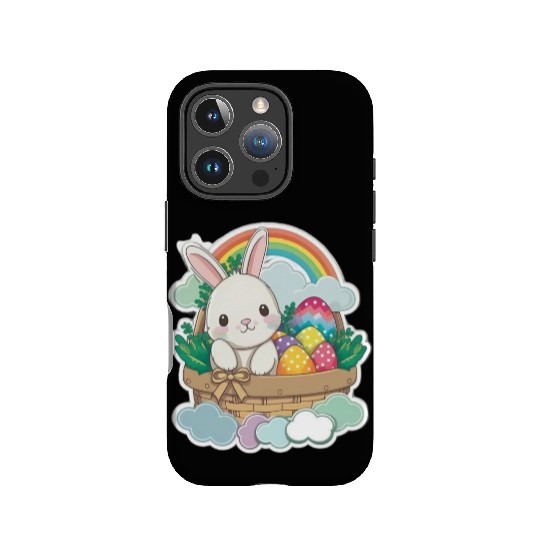 Easter Bunny Delivering a Basket of Rainbow Easter IPhone Cases