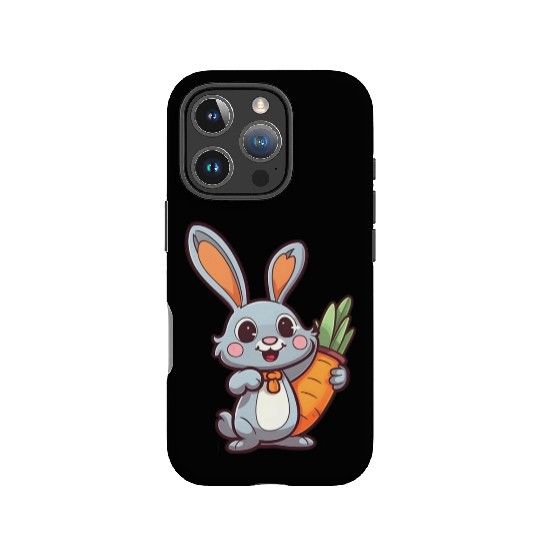 Carrot-Loving Easter Bunny: Cute 2D Design IPhone Cases