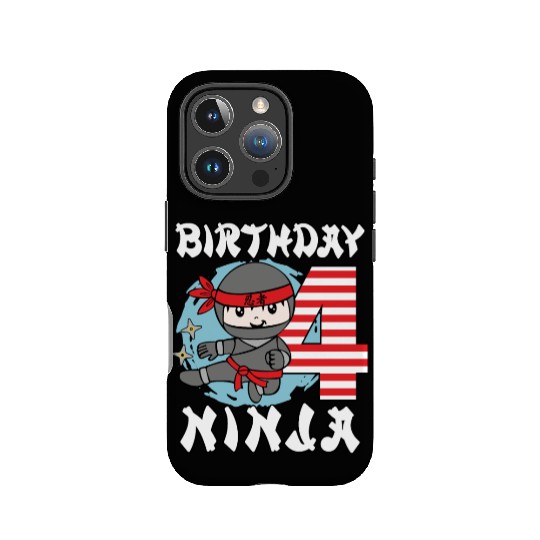 4th Birthday "Birthday Ninja" Boys IPhone Cases