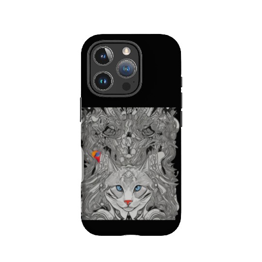 Psychedelic cat with bird IPhone Cases