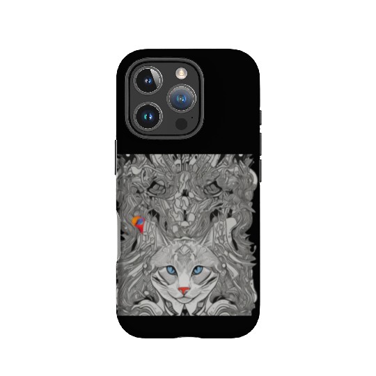 Psychedelic cat with bird IPhone Cases