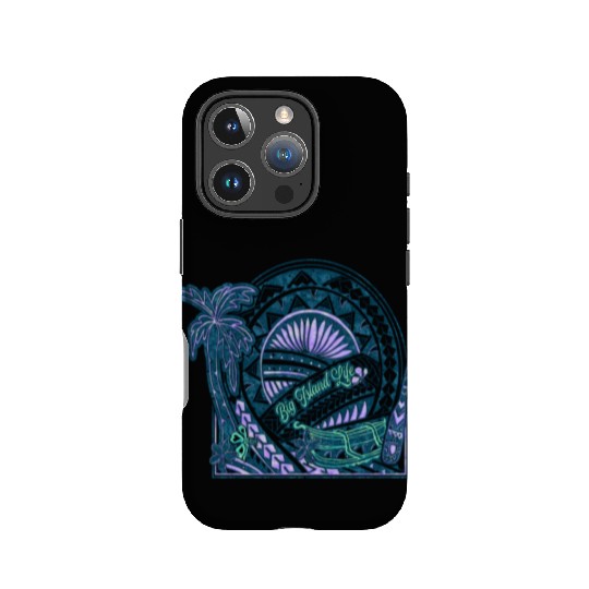 Big Island Outrigger Canoe Teal Tribal IPhone Cases