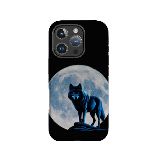 Wolf howling at the moon graphic IPhone Cases