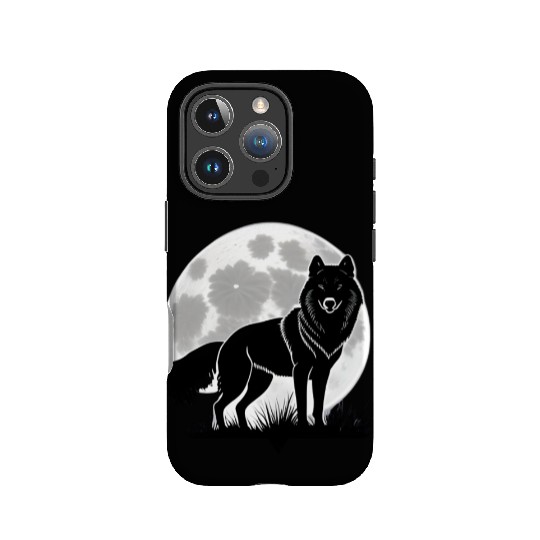 Wolf howling at the moon graphic IPhone Cases