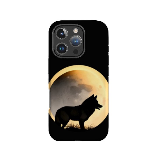 Wolf howling at the moon graphic IPhone Cases