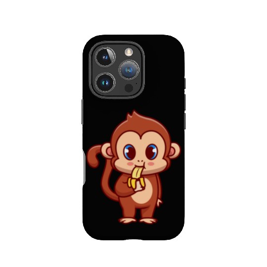 Cute Monkey Eating Banana Cartoon IPhone Cases